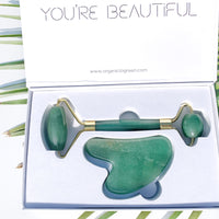 Crystal Roller + Gua Sha Set - Skin Detox - Green Aventurine