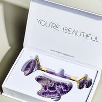 Crystal Roller + Gua Sha Set - Skin Detox - Amethyst