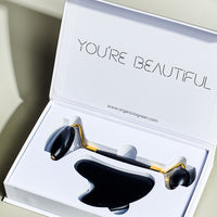 Crystal Roller + Gua Sha Set - Skin Detox - Obsidian