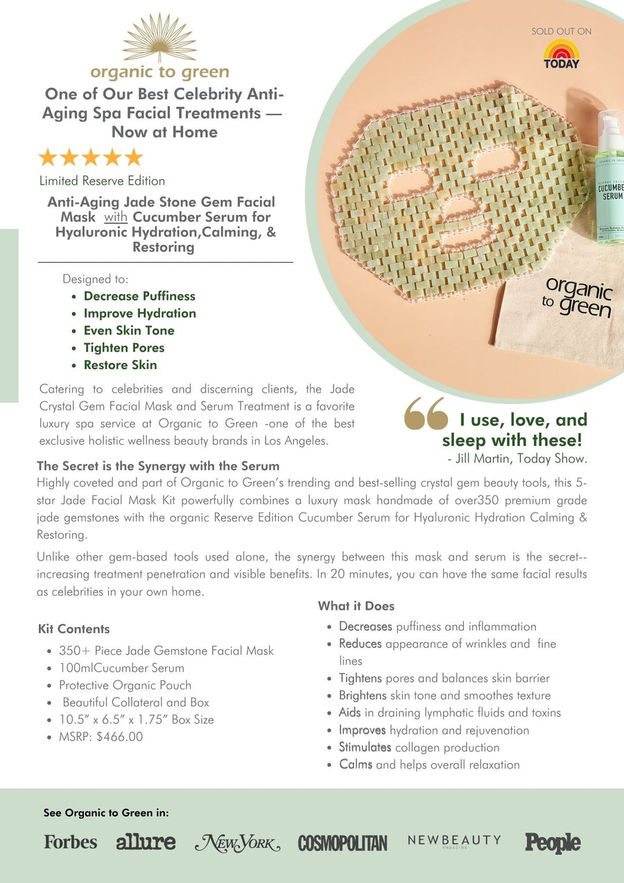 Jade Crystal Gem Facial Mask For Anti-Aging + Cucumber Hyaluronic Hydration Calming & Restoring