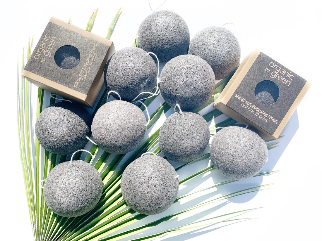 Konjac Face Exfoliating Sponge - Charcoal - Wholesale Case of 12