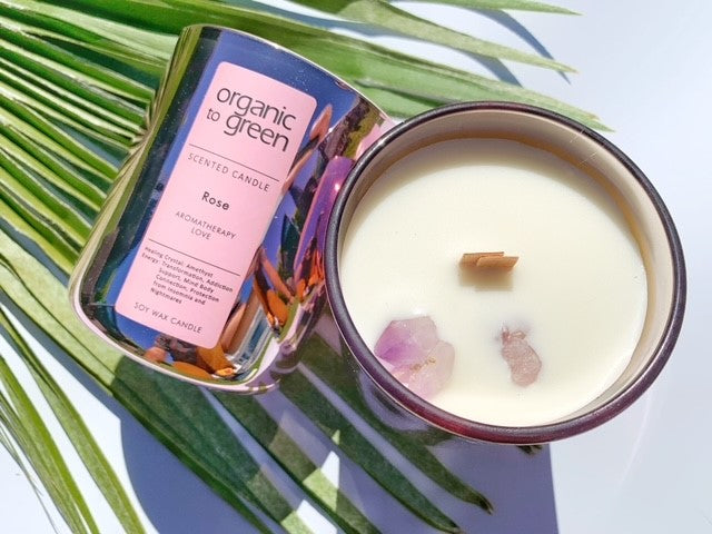 LOVE - Rose Aromatherapy with Amethyst CANDLE