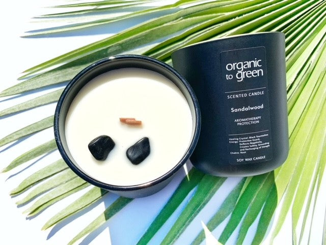 PROTECTION - Sandalwood Aromatherapy with Black Tourmaline CANDLE