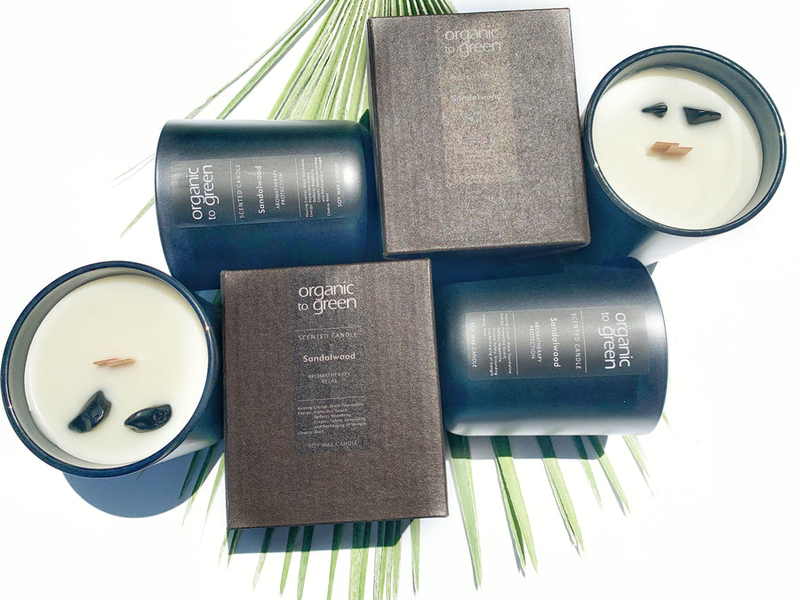PROTECTION - Sandalwood Aromatherapy with Black Tourmaline CANDLE - Wholesale Case of 12