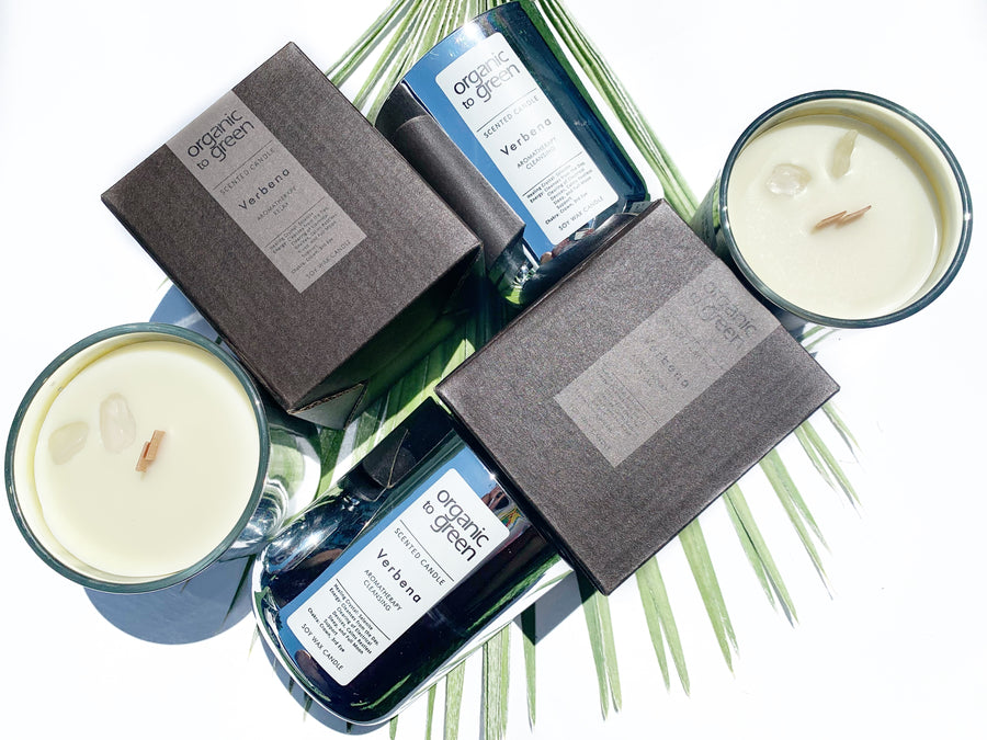 CLEANSING - Verbena Aromatherapy with Selenite CANDLE - Wholesale Case of 12
