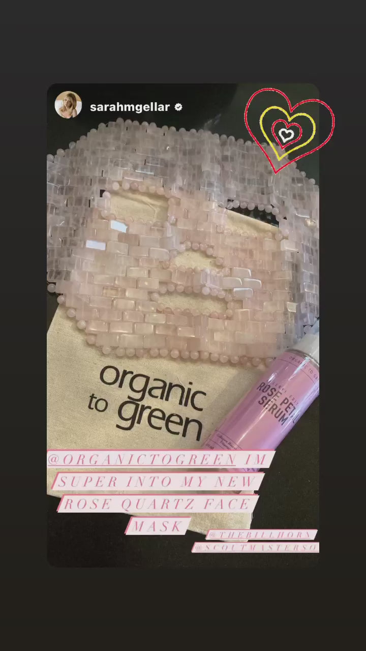 Rose Quartz Crystal Gem Facial Mask For Self-Care + Rose Petal Reserve Serum with Collagen Boost & Vitamin C Brightening