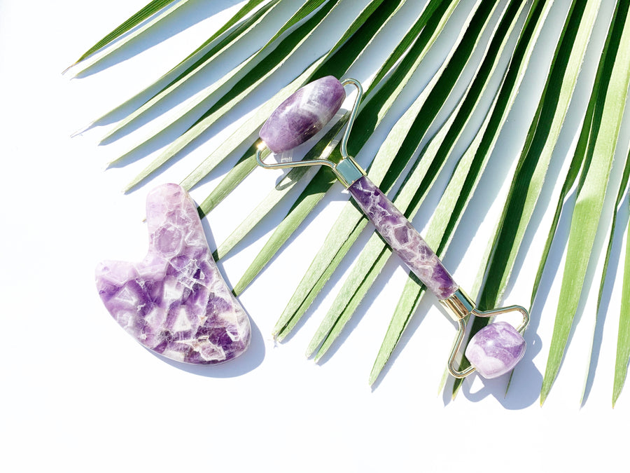 Crystal Roller + Gua Sha Set - Skin Detox - Amethyst