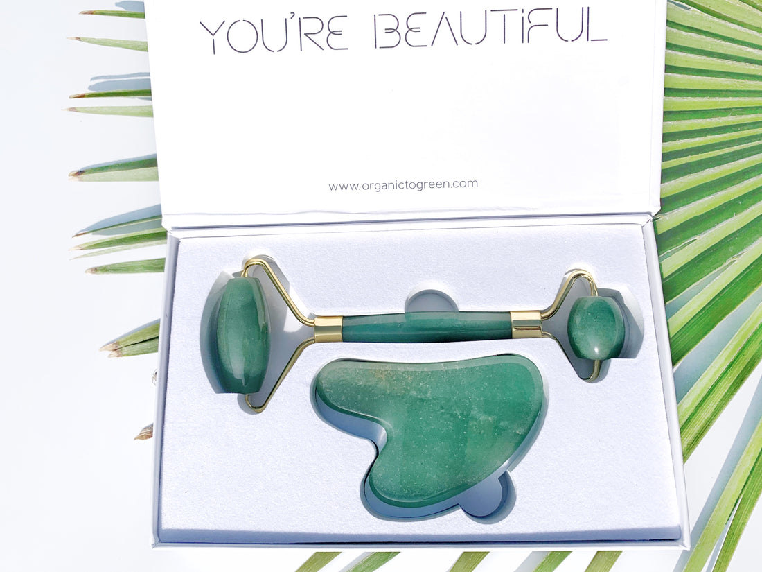 Crystal Roller + Gua Sha Set - Skin Detox - Green Aventurine