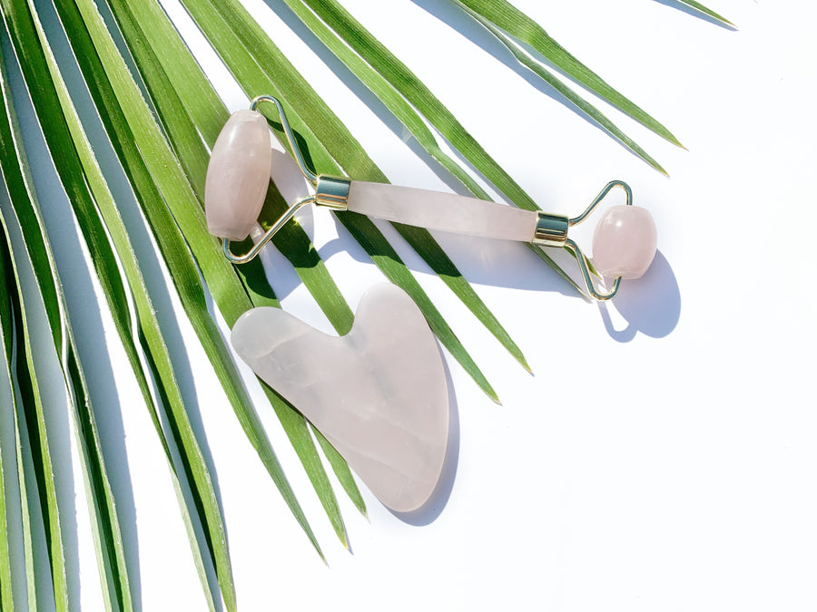 Crystal Roller + Gua Sha Set - Skin Detox - Rose Quartz