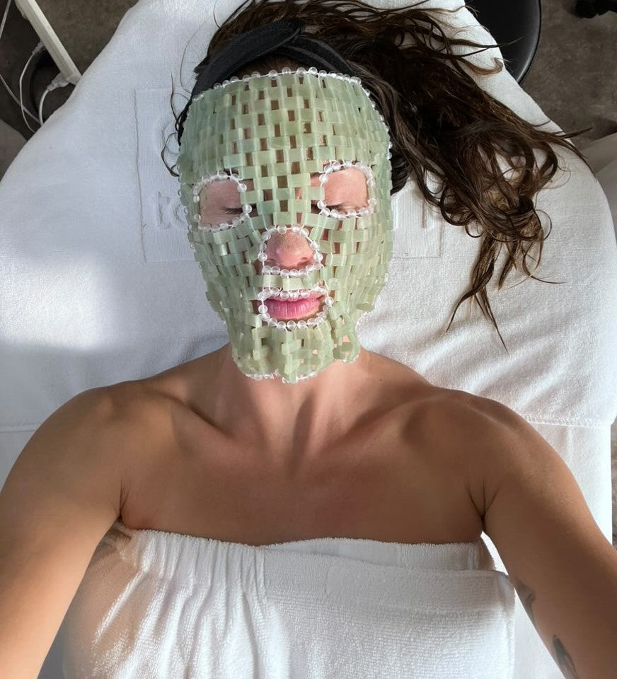 Jade Crystal Gem Facial Mask For Anti-Aging + Cucumber Hyaluronic Hydration Calming & Restoring