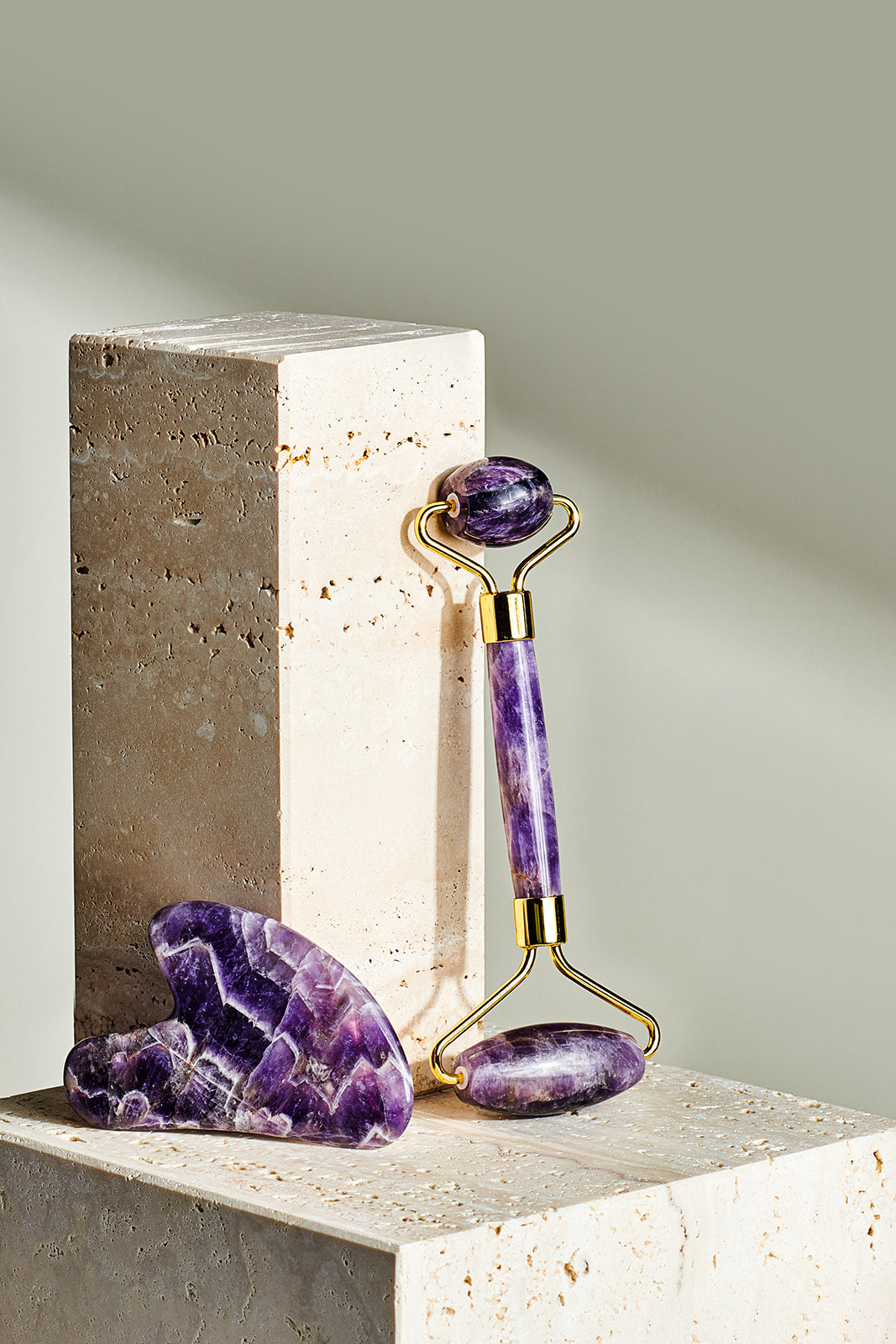Crystal Roller + Gua Sha Set - Skin Detox - Amethyst