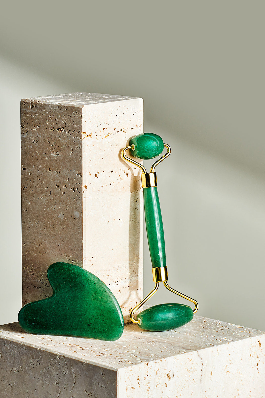 Crystal Roller + Gua Sha Set - Skin Detox - Green Aventurine
