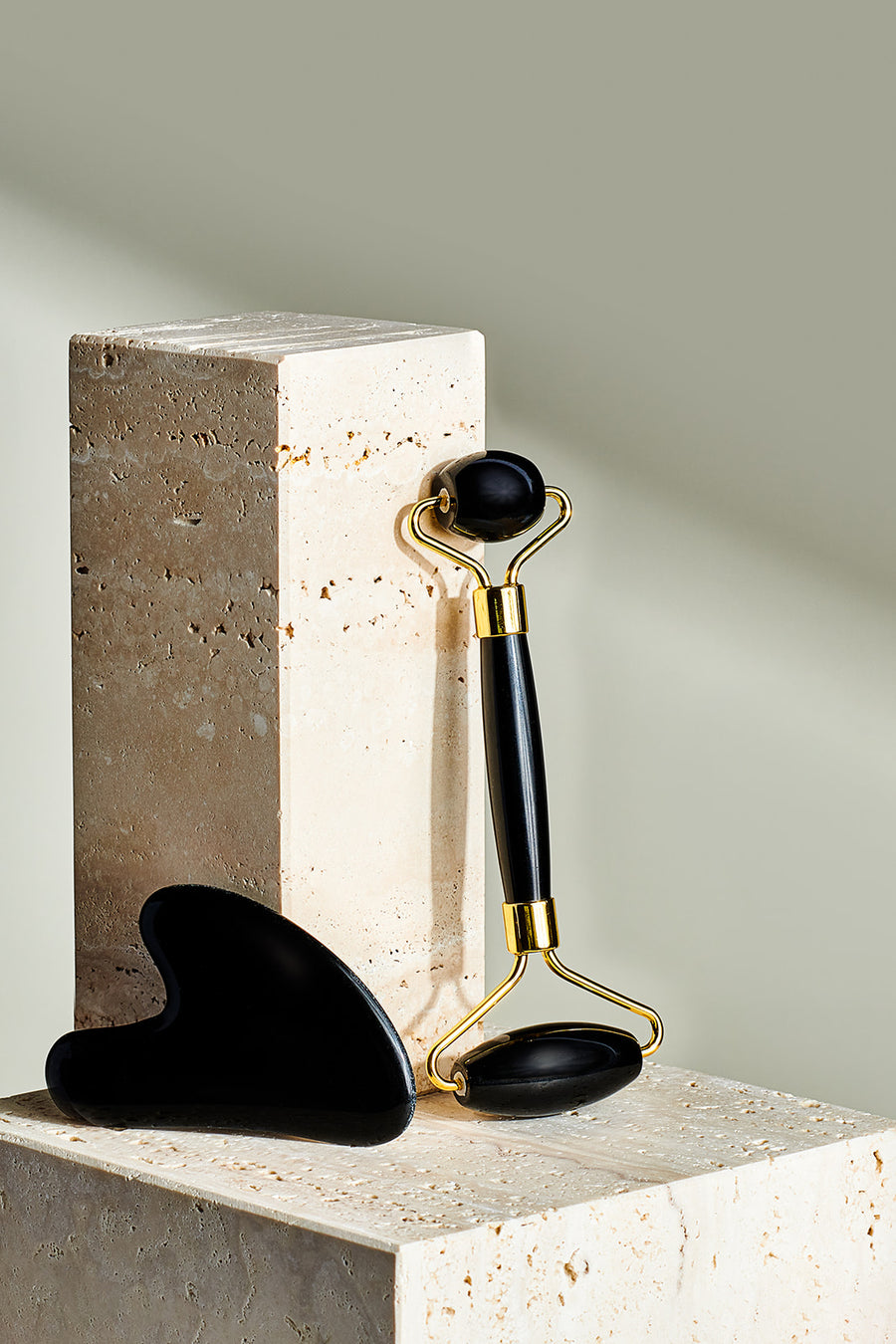 Crystal Roller + Gua Sha Set - Skin Detox - Obsidian