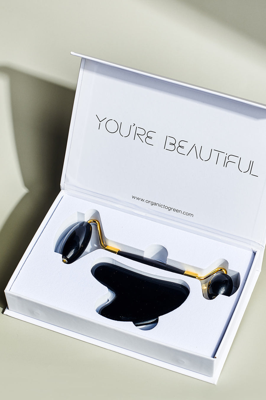 Crystal Roller + Gua Sha Set - Skin Detox - Obsidian
