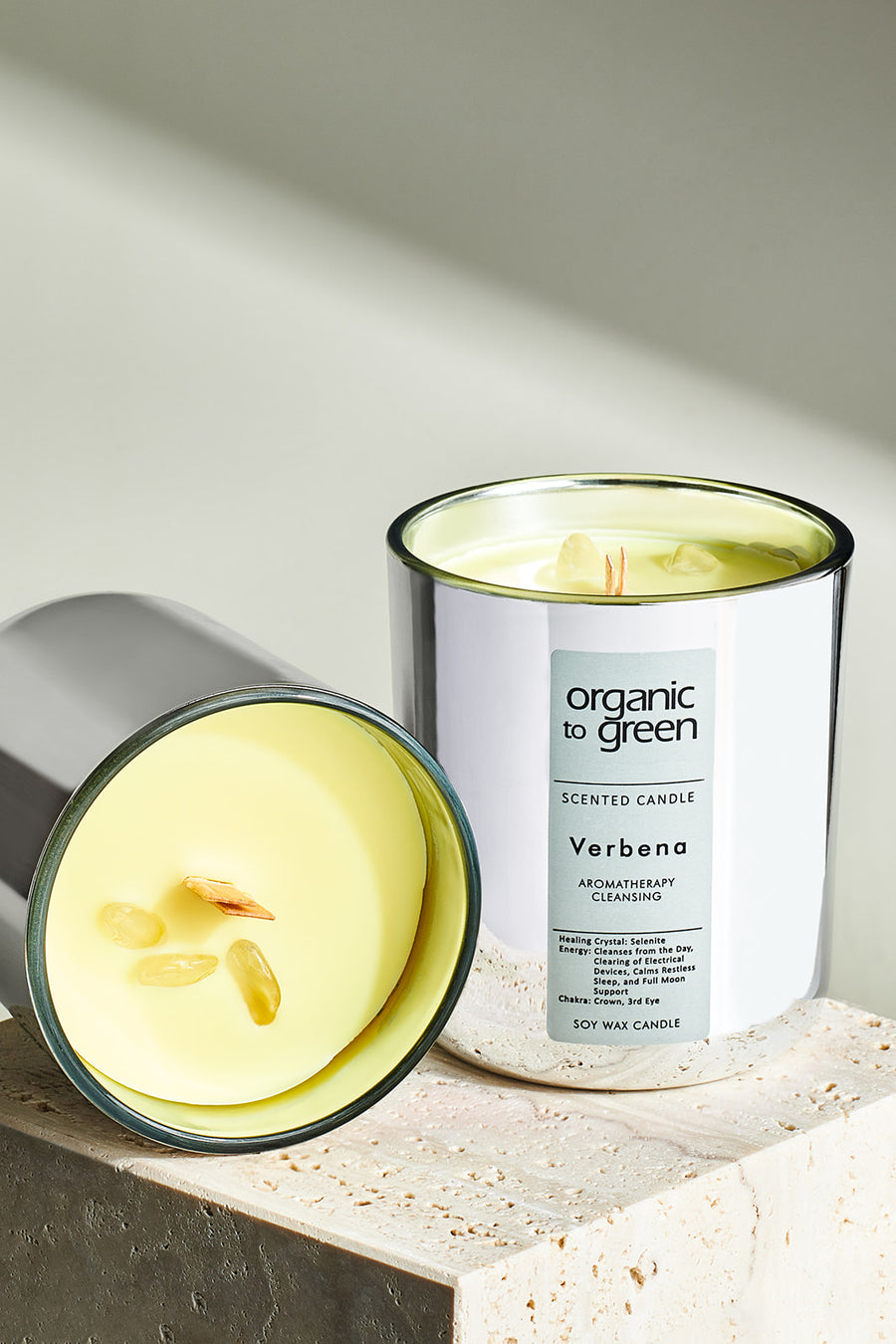 CLEANSING - Verbena Aromatherapy with Selenite CANDLE