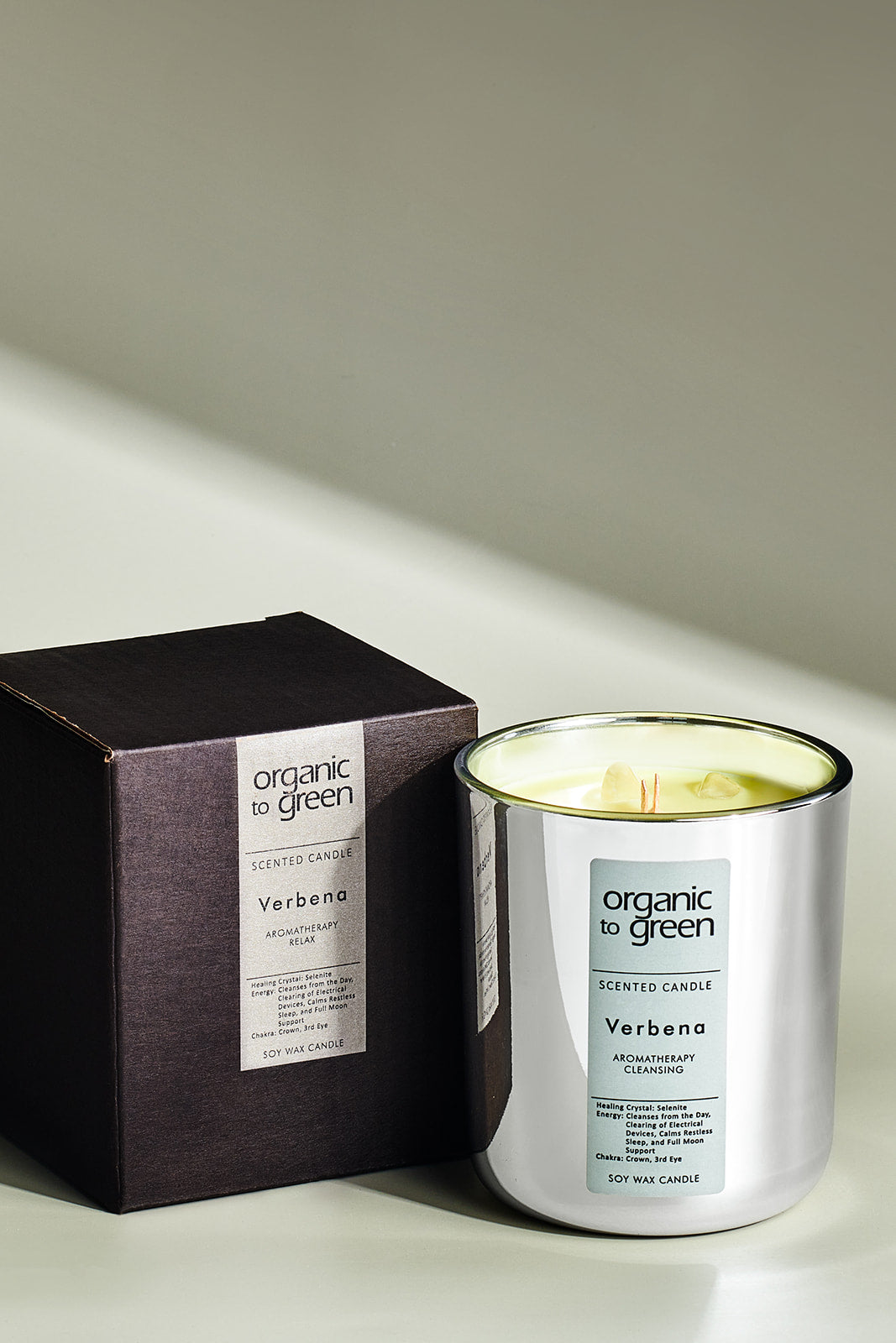 CLEANSING - Verbena Aromatherapy with Selenite CANDLE