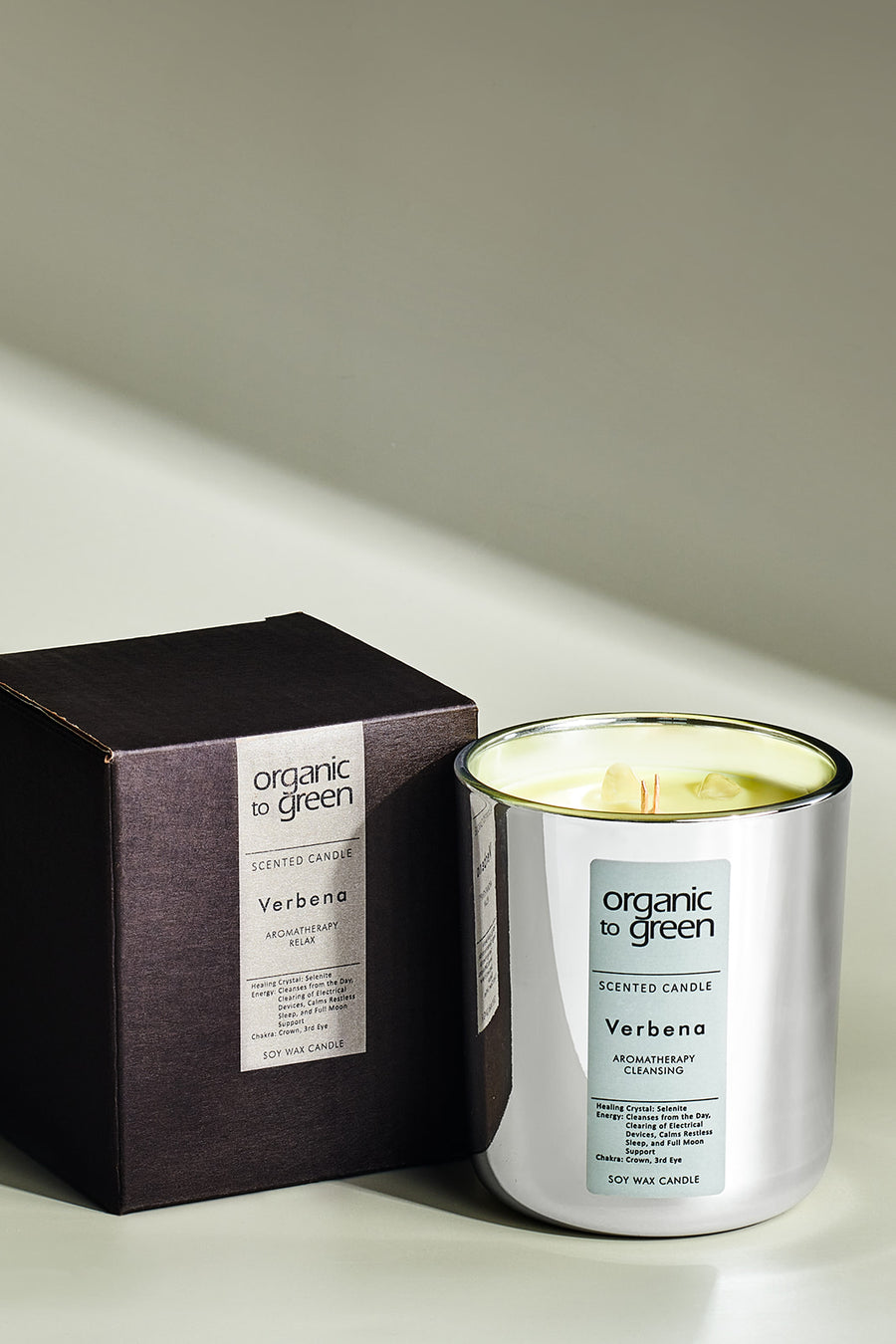 CLEANSING - Verbena Aromatherapy with Selenite CANDLE