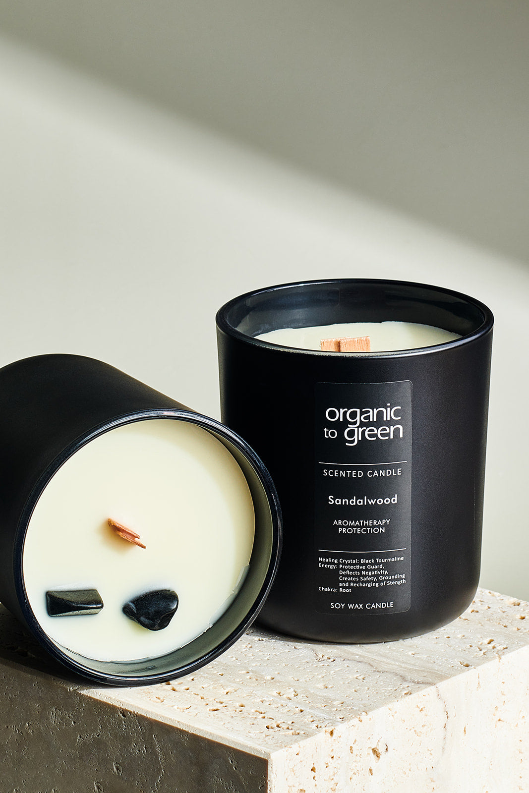 PROTECTION - Sandalwood Aromatherapy with Black Tourmaline CANDLE