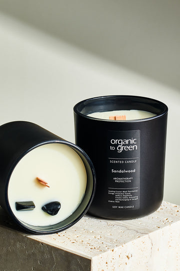 PROTECTION - Sandalwood Aromatherapy with Black Tourmaline CANDLE